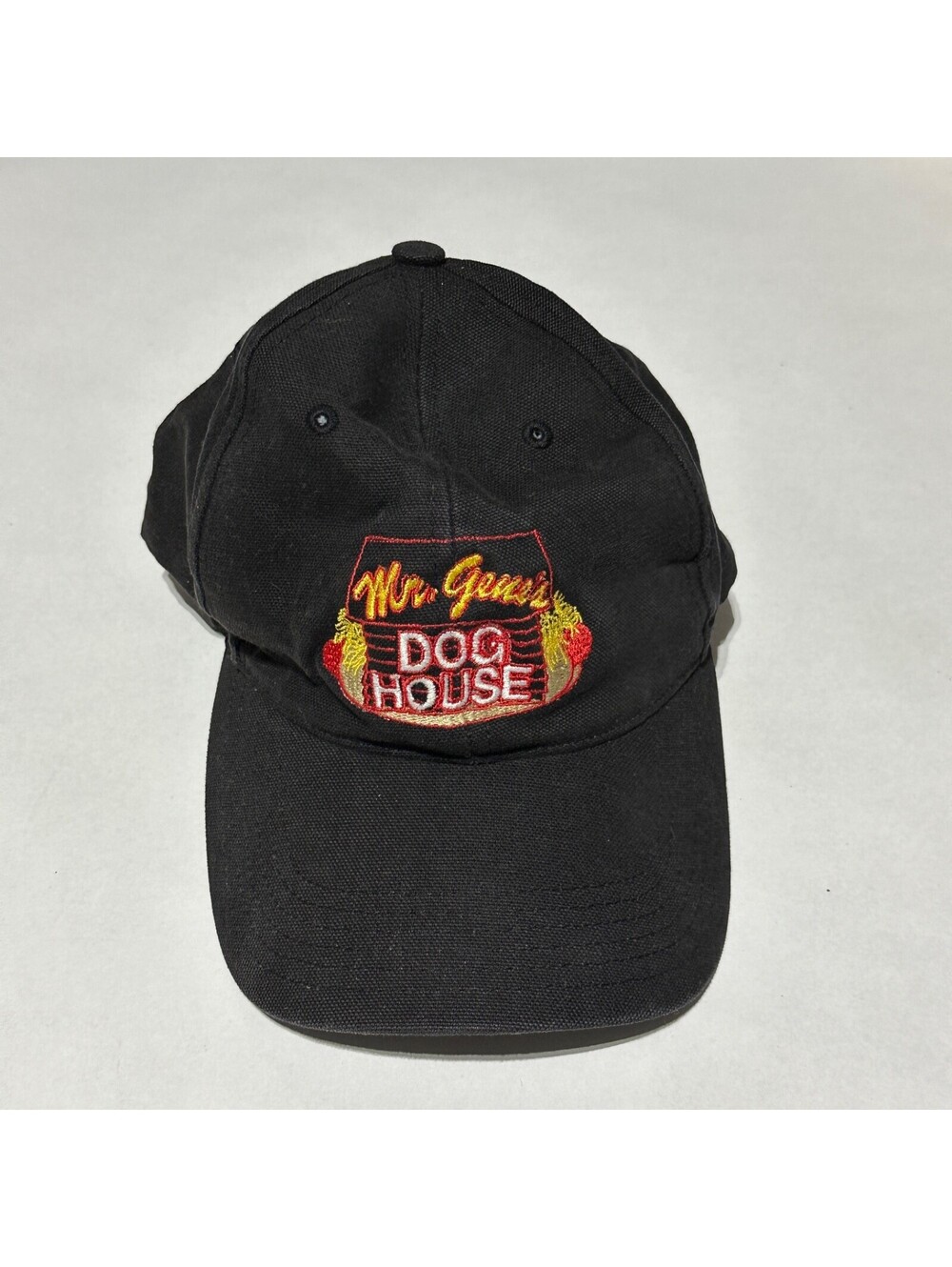 Vintage Mr Gene Dog House Hat Black Strapback Baseball Cap Embroidered Rare Logo